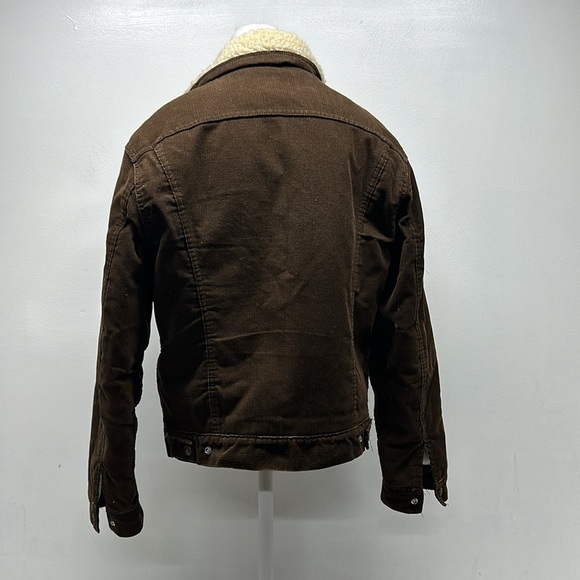 Levi’s Coat Sherpa Lined Jacket Corduroy Brown Snap Vintage USA Made Men's 40 - Picture 4 of 10